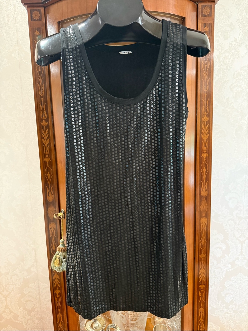 Three Dots Black Sequin Tank Mini Dress